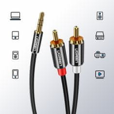 Ugreen AV116 audio kábel 3,5mm jack - 2RCA 3m, fekete