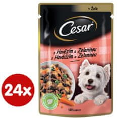 Cesar Kapsička pro dospělé psy s jemným hovězím a mrkví ve šťávě 24x100 g