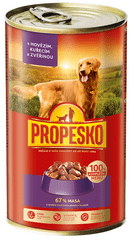 Propesko Kutyakonzerv, csirke- , marha- és szarvashús, 6×1240g