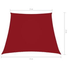 Greatstore piros trapéz alakú oxford-szövet napvitorla 3/4 x 2 m
