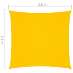 Greatstore sárga négyzet alakú oxford-szövet napvitorla 3,6 x 3,6 m