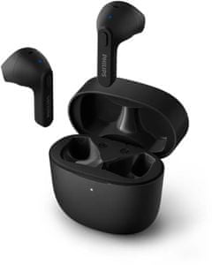 modern Bluetooth fejhallgató philips TAT2236 hang asszisztens támogatás vízálló töltődoboz hosszú élettartam kényelmes a fülben erős hangszórók érintésvezérlés handsfree funkció modern design