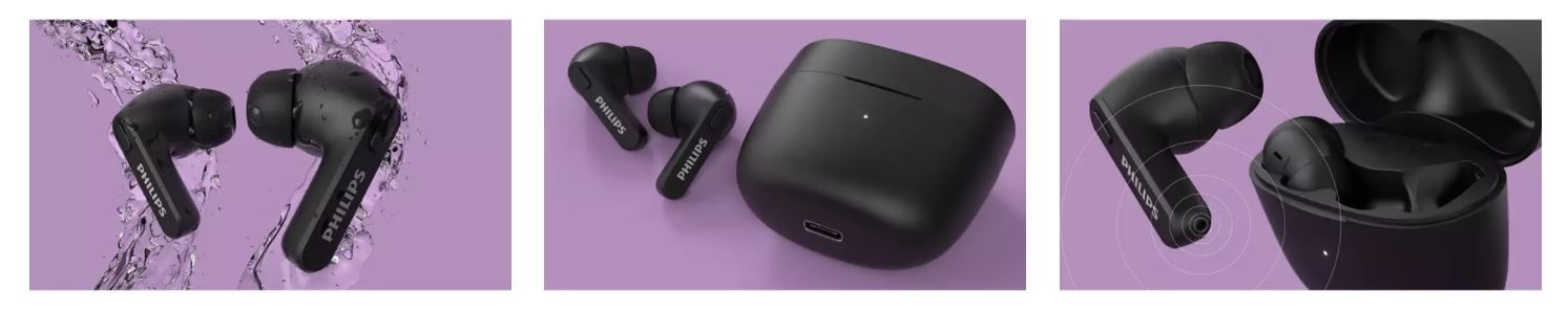  modern Bluetooth fejhallgató philips TAT2206 hang asszisztens támogatás vízálló töltődoboz hosszú élettartam kényelmes a fülben erős hangszórók érintésvezérlés handsfree funkció modern design 
