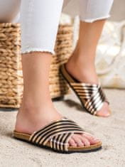Amiatex Női papucs 81379 + Nőin zokni Gatta Calzino Strech, sárga és arany árnyalat, 36