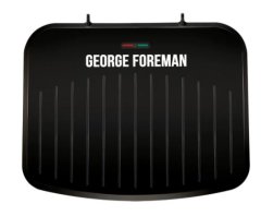 George Foreman 25810-56 elektromos grillsütő, közepes asztali grill, 1630W, állítható hátsó lábak, csepegtető tálca, Fekete