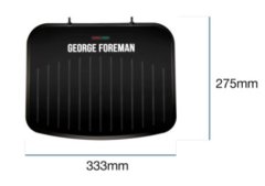 George Foreman 25810-56 elektromos grillsütő, közepes asztali grill, 1630W, állítható hátsó lábak, csepegtető tálca, Fekete