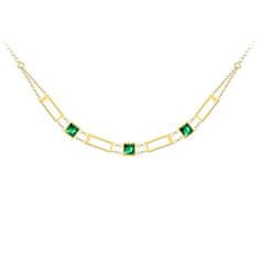 Preciosa Luxus aranyozott nyaklánc zöld Preciosa kristállyal Straight 7390Y66