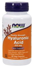 NOW Foods Hyaluronic Acid, dvojitá síla Kyselina Hyaluronová, 100mg, 60 rostlinných kapslí - EXPIRACE 10/23