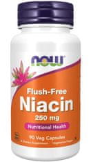 NOW Foods Niacin, nincs bőrpír mellékhatás, 250 mg, 90 zöldség kapszula