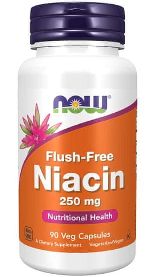 NOW Foods Niacin, nincs bőrpír mellékhatás, 250 mg, 90 zöldség kapszula