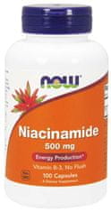 NOW Foods B3-vitamin Nikotinamid (niacinamid), 500 mg, 100 kapszula