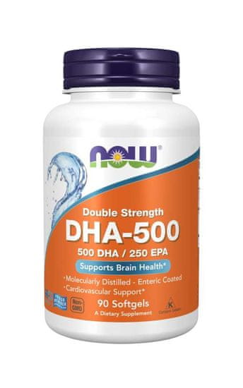 NOW Foods DHA-500, 500 DHA/250 EPA, Omega 3, 90 lágyzselé