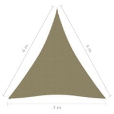 Vidaxl bézs háromszögű oxford-szövet napvitorla 3 x 4 x 4 m 135174