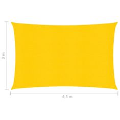 Greatstore sárga HDPE napvitorla 160 g/m² 3 x 4,5 m