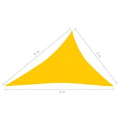 Greatstore sárga HDPE napvitorla 160 g/m² 3 x 4 x 5 m