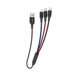 DUDAO L10Pro 3in1 kábel USB - Lightning / USB-C / Micro USB 5A 38cm, fehér