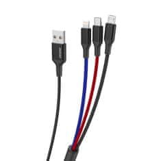 DUDAO L10Pro 3in1 kábel USB - Lightning / USB-C / Micro USB 5A 38cm, fehér