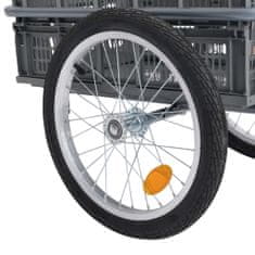 shumee szürke kerékpár pótkocsi összecsukható dobozzal 50 l 150 kg