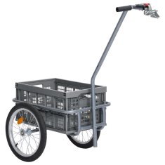 shumee szürke kerékpár pótkocsi összecsukható dobozzal 50 l 150 kg
