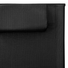 shumee 2 db fekete-szürke textilén napozóágy