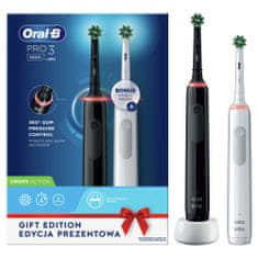Oral-B Elektromos fogkefék Pro 3 - 3900, fekete és fehér Braun dizájnnal 