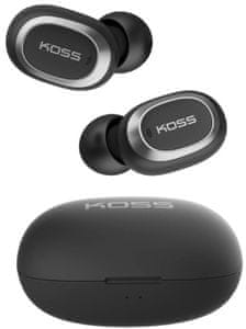 fülhallgató Koss tws250i bluetooth üzemidő 4,5 órás töltődoboz szilikon dugók handsfree mikrofon usb-c töltés nagyfelbontású hang smart connect case felhasználói felület