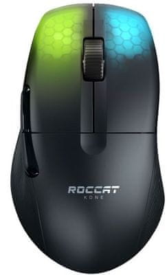Roccat Kone Pro Air, fekete (ROC-11-410-02) játék, vezeték nélküli egér, kettős kapcsolat, Wi-Fi 2,4 GHz, Bluetooth, felbontás 19 000 DPI