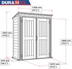 DURAMAX Kerti ház YardMate Pent 5'x3', 1,6 m² - szürke/antracit + padlószerkezet 05325