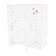 KONDELA Gyermekek moduláris szekrény Dinók - fehér / gyermek minta