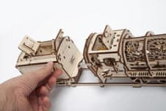 UGEARS 3D fából készült mechanikus puzzle gőzmozdony 4-6-0 gőzmozdony vontatóval