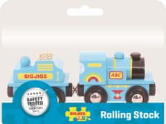 Bigjigs Rail Blue mozdony tenderrel + 2 sínpálya