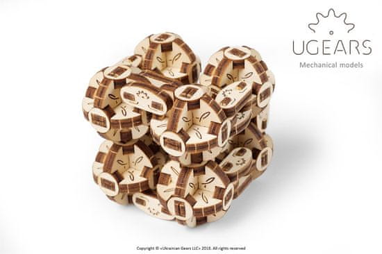 UGEARS 3D fából készült mechanikus puzzle kocka Flexi