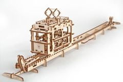 UGEARS 3D fából készült mechanikus puzzle drótkötélpályás kocsi pályával