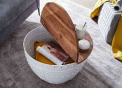 Bruxxi Schum dohányzóasztal, 60 cm, tömör mangó / fehér