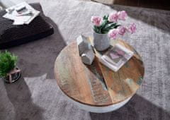 Bruxxi Gola dohányzóasztal, 60 cm, tömör mangó / fehér
