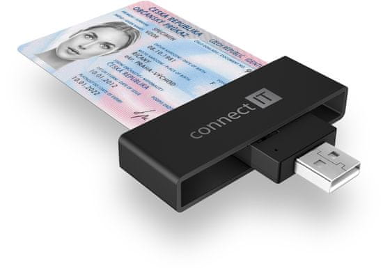 Connect IT USB e-Citizens és chipkártya-olvasó CFF-3000-BK, fekete