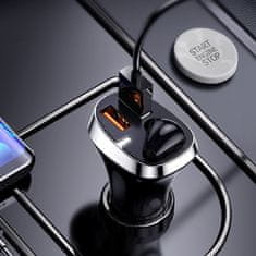 Joyroom Car Charger autós töltő bluetooth fülhallgatóval QC, 2x USB 2.1A 30W, fekete