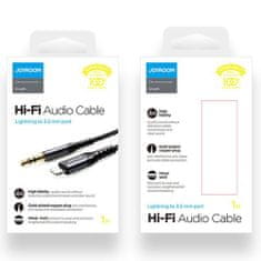 Joyroom Hi-Fi Audio kábel 3.5 mm jack / Lightning 1m, fekete