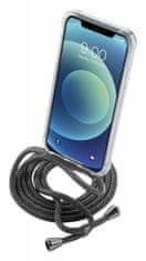CellularLine Neck-Case Átlátszó tok fekete zsinórral a nyakba akasztáshoz az Apple iPhone 12 MINI készülékhez, NECKCASEIPH12K