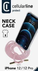 CellularLine Neck-Case átlátszó hátlap tok rózsaszín zsinórral Apple iPhone 12 Pro készülékhez NECKCASEIPH12MAXP