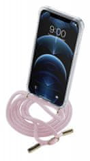 CellularLine Neck-Case átlátszó hátlap tok rózsaszín zsinórral Apple iPhone 12 Pro készülékhez NECKCASEIPH12MAXP