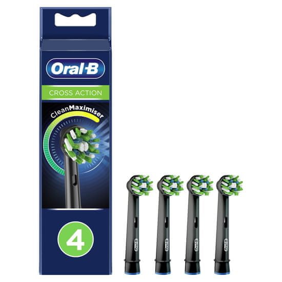 Oral-B CrossAction fogkefefej CleanMaximiser technológiával, fekete sorozat, 4 darabos csomag