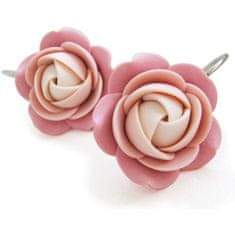 Troli Krémes-régi rózsaszín lógó fülbevaló virágokkal