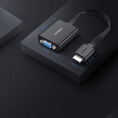 Ugreen MM103 adapter HDMI - VGA micro USB / 3.5 mm mini jack, fekete