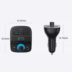 Ugreen CD229 Bluetooth FM Transmitter autós töltő 3x USB 4.8A, fekete