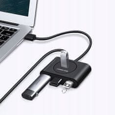 Ugreen CR113 4x USB HUB adapter 0.5m, fekete