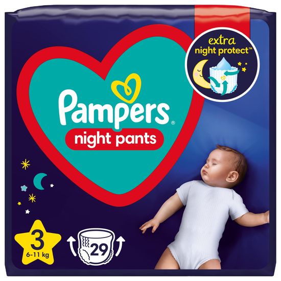 Pampers Night Pants Bugyipelenka, 3-as méret, 29 bugyipelenka, 6kg-11kg