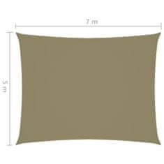 shumee bézs téglalap alakú oxford-szövet napvitorla 5 x 7 m