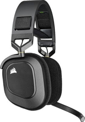 Corsair Void RGB Elite vezeték nélküli fejhallgató, fekete (CA-9011201-EU), 7.1 virtuális térhatású hang, 50 mm meghajtók, fejhallgató, fémszerkezet, lélegző anyag, vezeték nélküli, PC, PS4