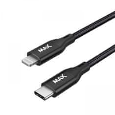 MAX MFi Lightning - USB-C kábel, 1 m, fonott, fekete (UCLC1B)